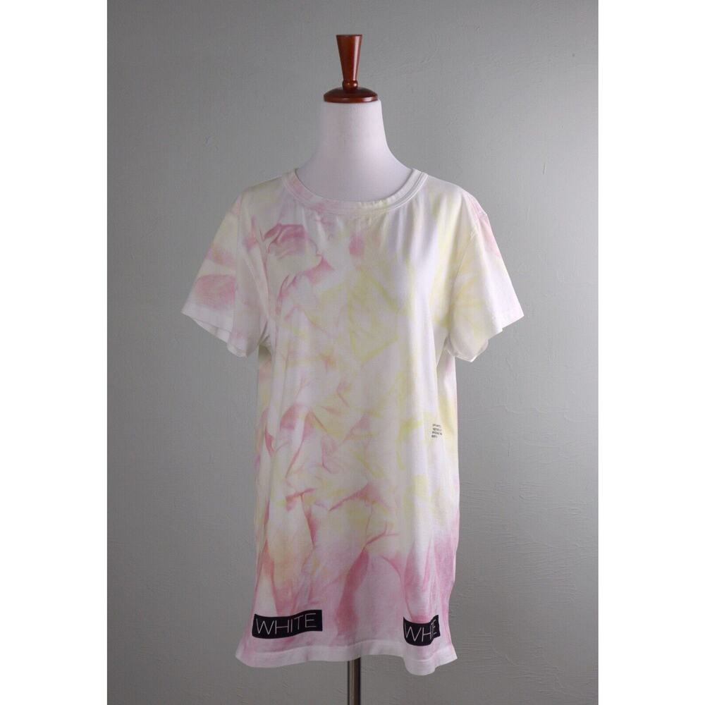 OFF WHITE $395 Womens Before & After Distressed Tie Dye Tee Top Size Medium